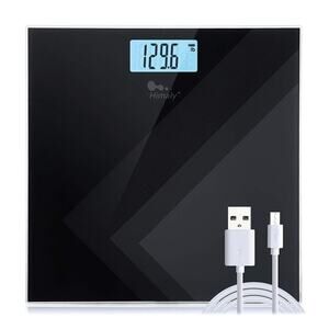 Digital Body Weight Scale USB Rechargeable Tempered Glass Bathroom Scale Fitness